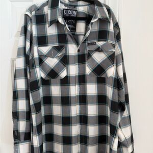 DIXXON Men's Black, White, and Blue Plaid Shirt